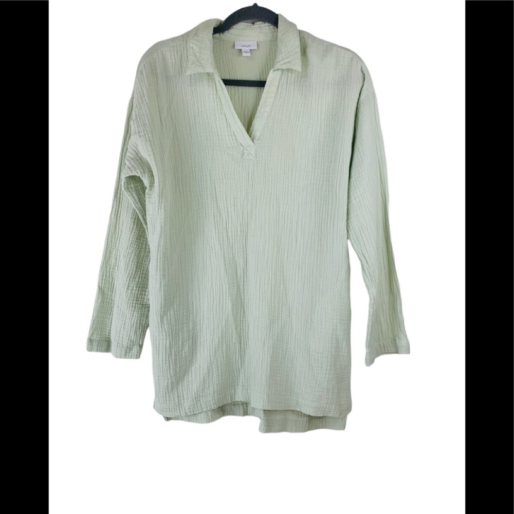 J. Jill Light Sage Green Cotton Gauze Tunic Top